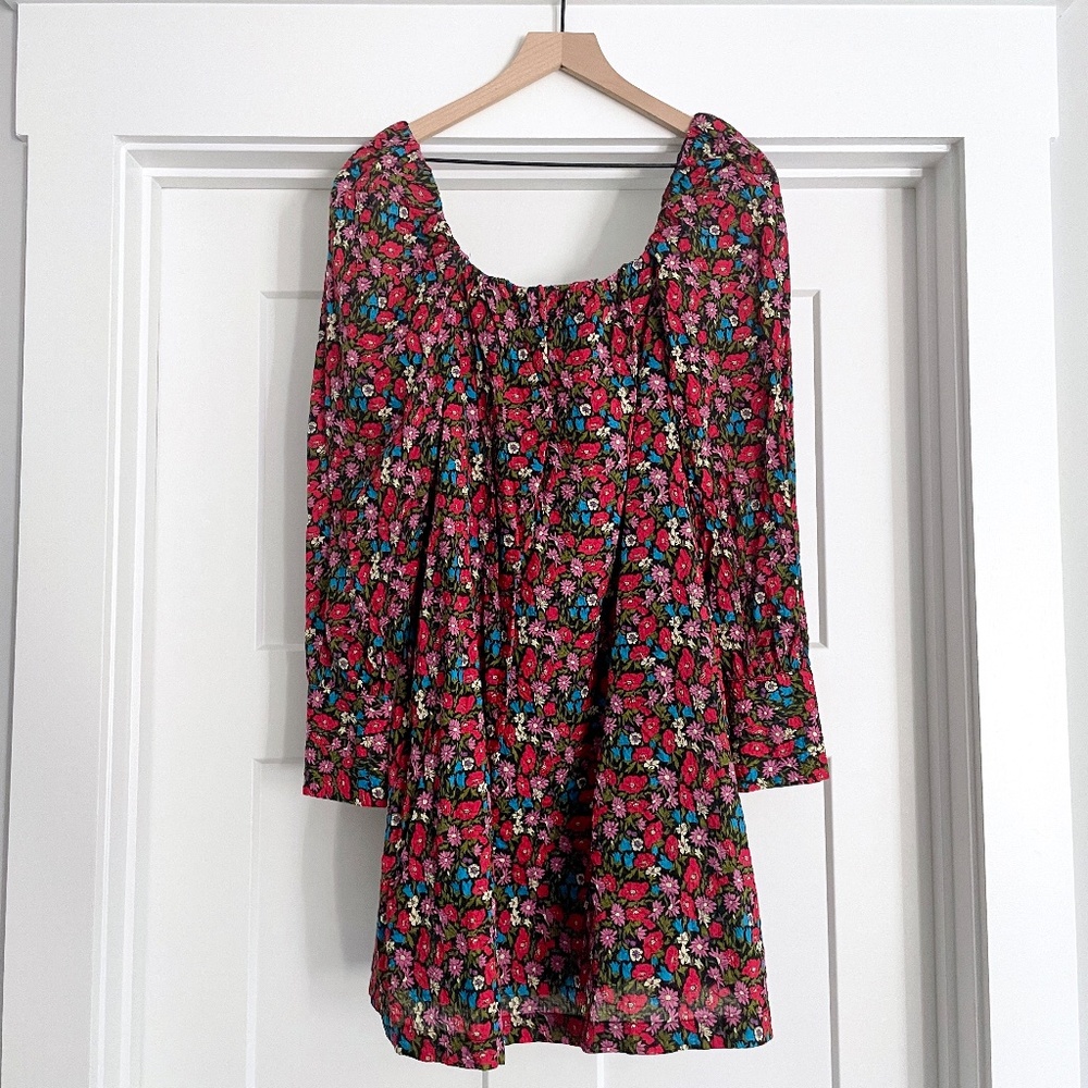 WRAY Birdie Square Neck Mini Dress in Pop Garden Floral Size Small